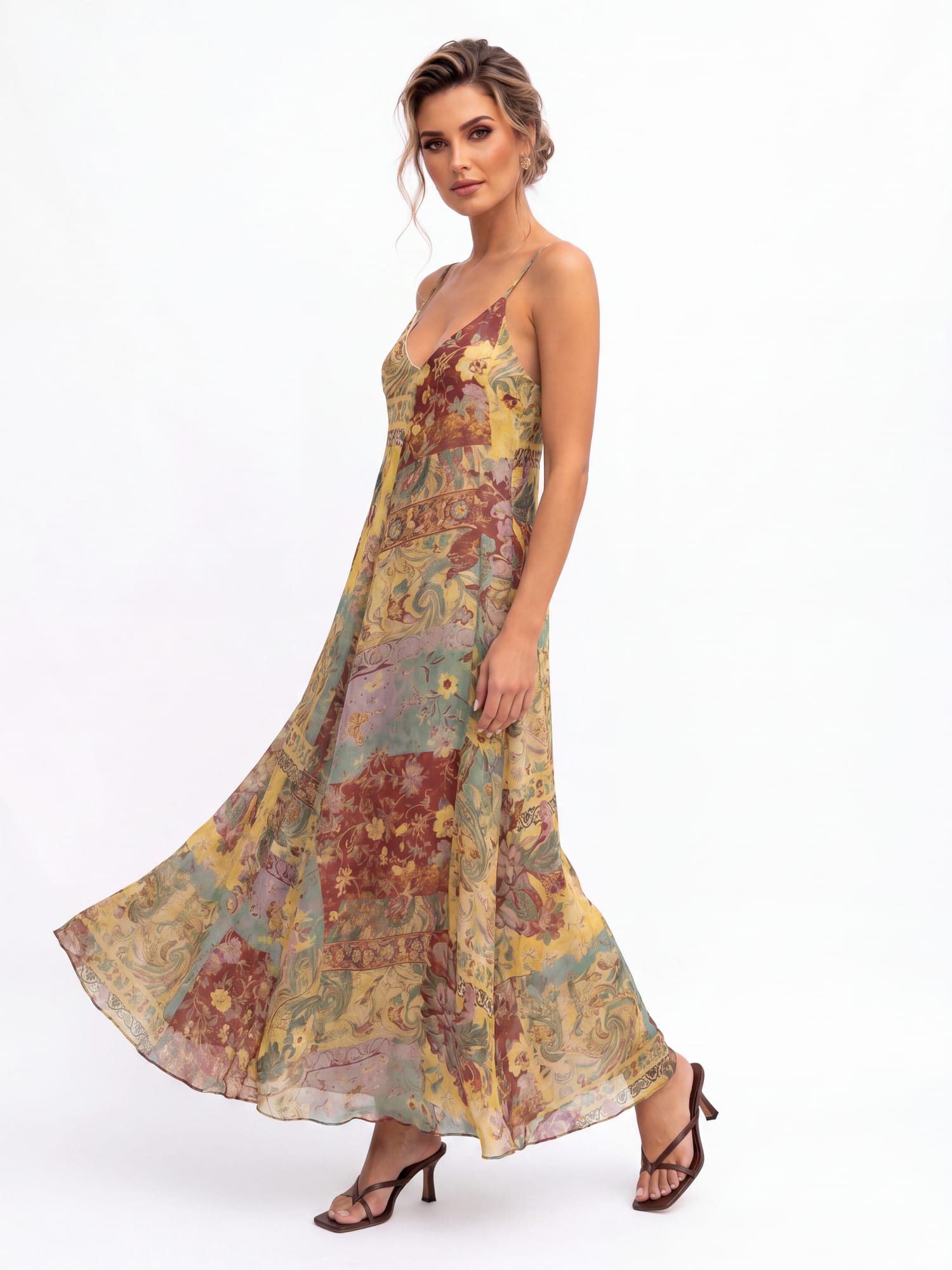 Long Floral Print Dress