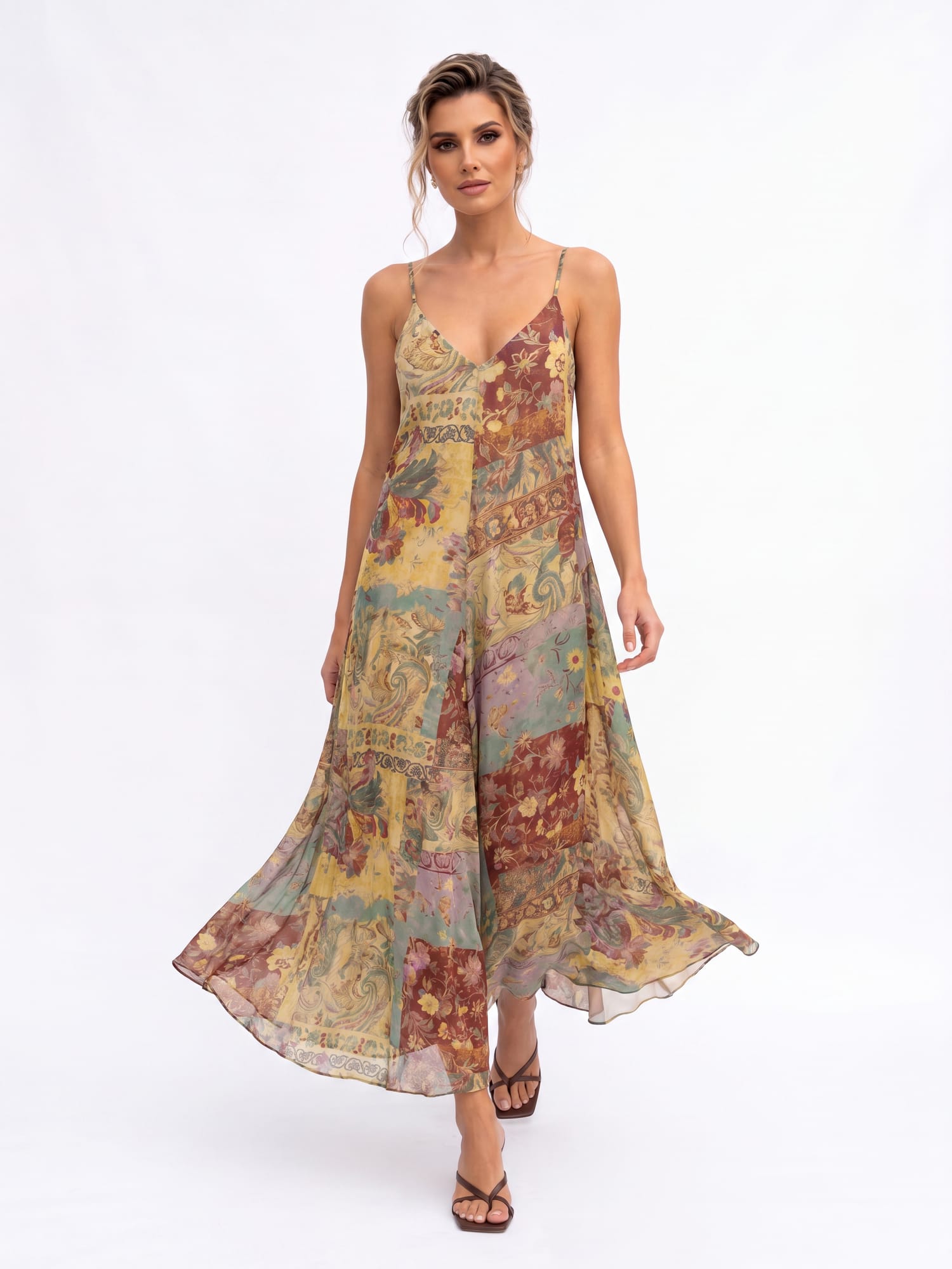Long Floral Print Dress