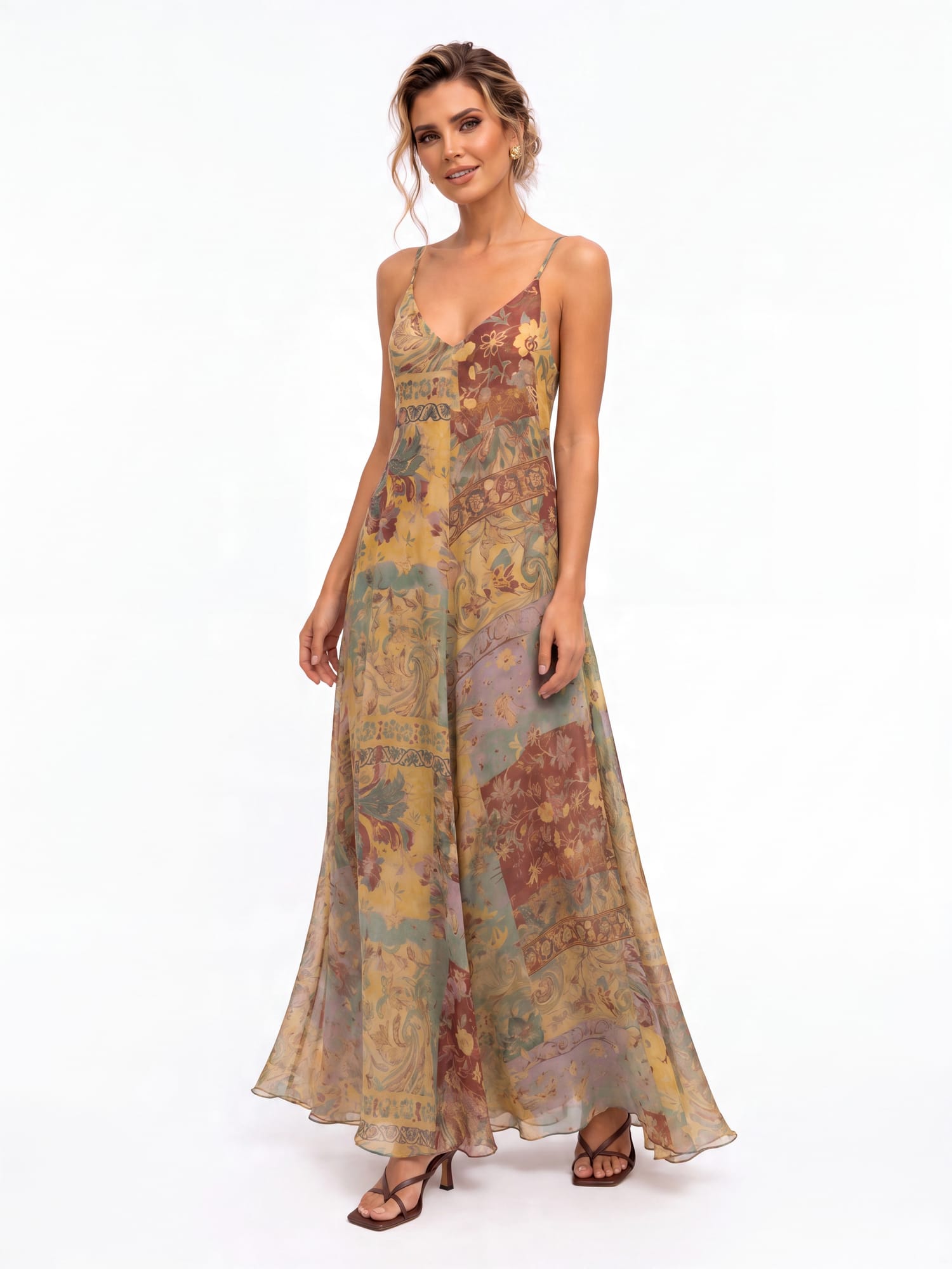 Long Floral Print Dress