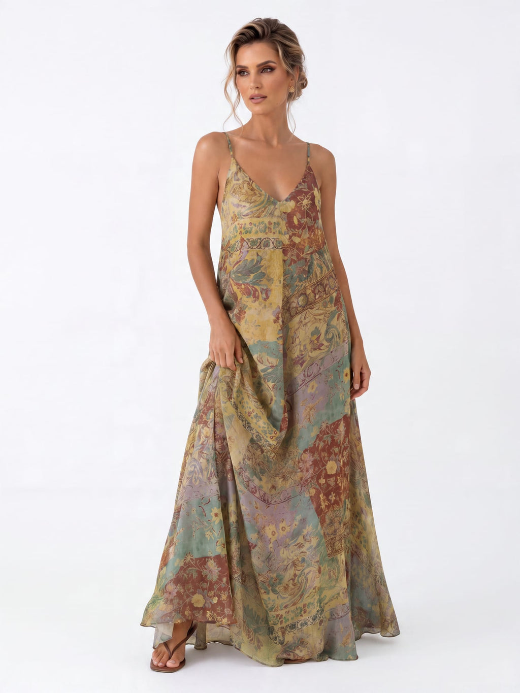 Long Floral Print Dress