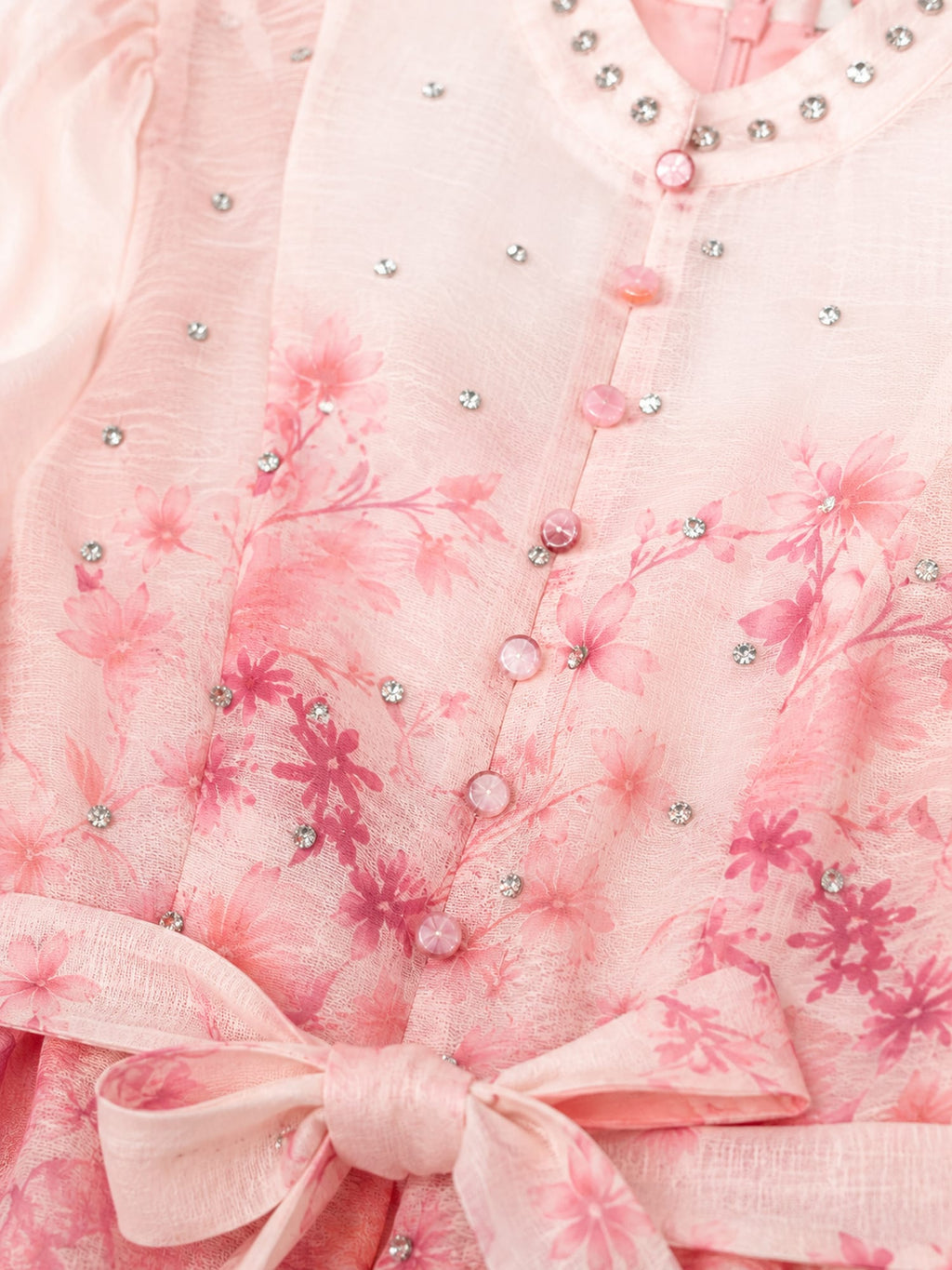 Floral Mini Dress with Crystal Details