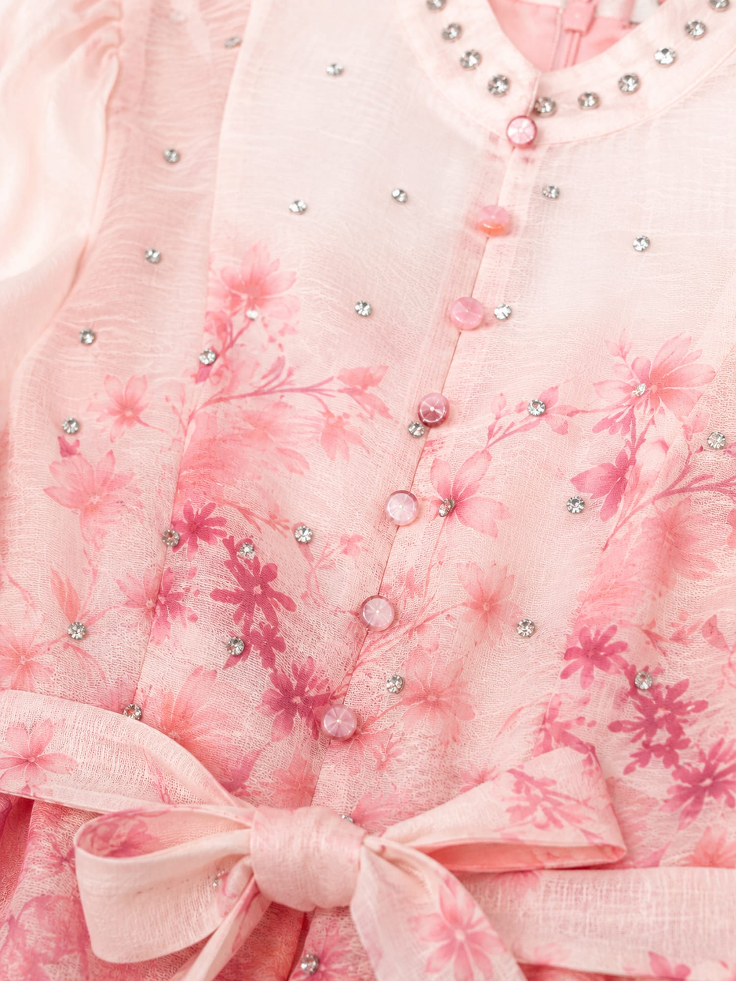 Floral Mini Dress with Crystal Details