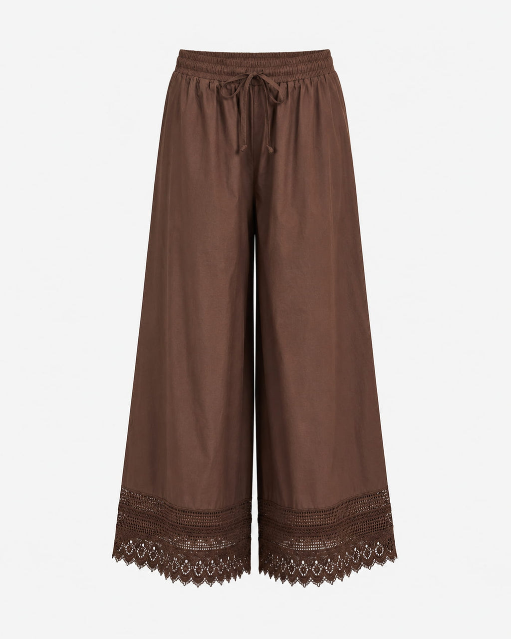 Soft Wide-Leg Lace Hem Pants