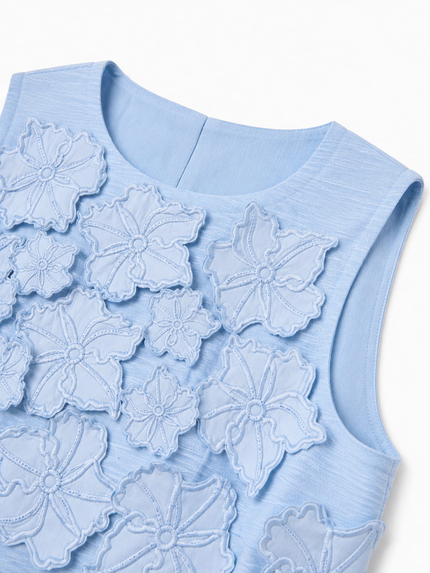 Sky Bloom Floral Appliqué Top