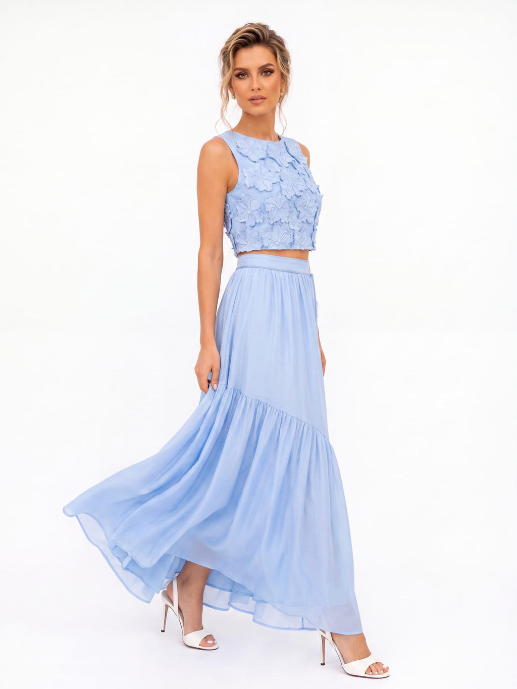 Sky Bloom Maxi Skirt