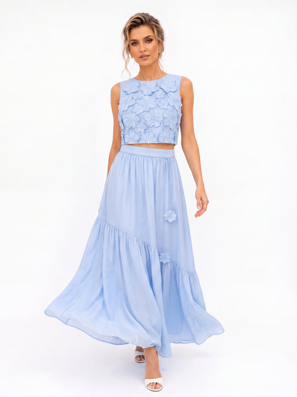 Sky Bloom Maxi Skirt