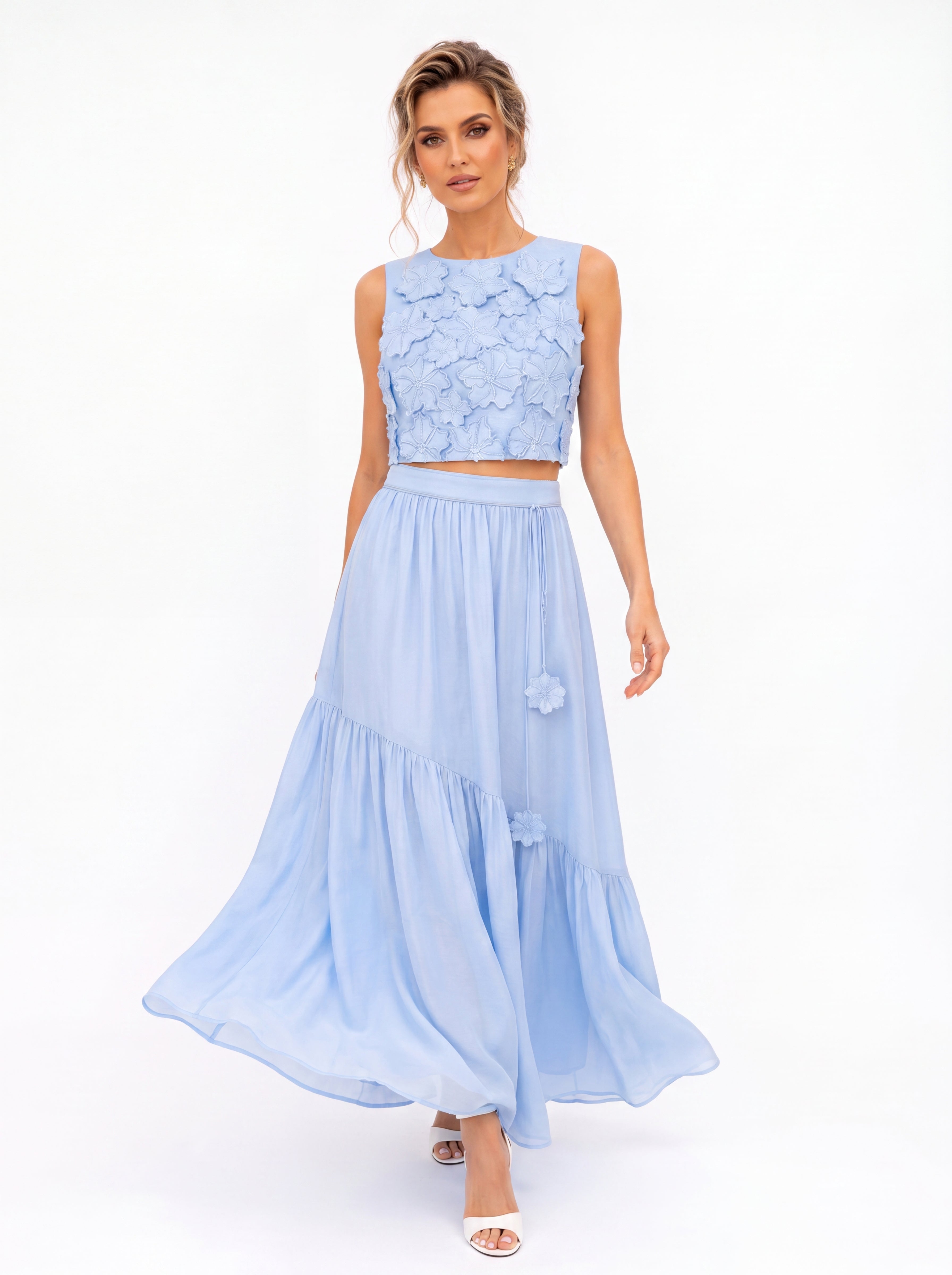 Sky Bloom Maxi Skirt