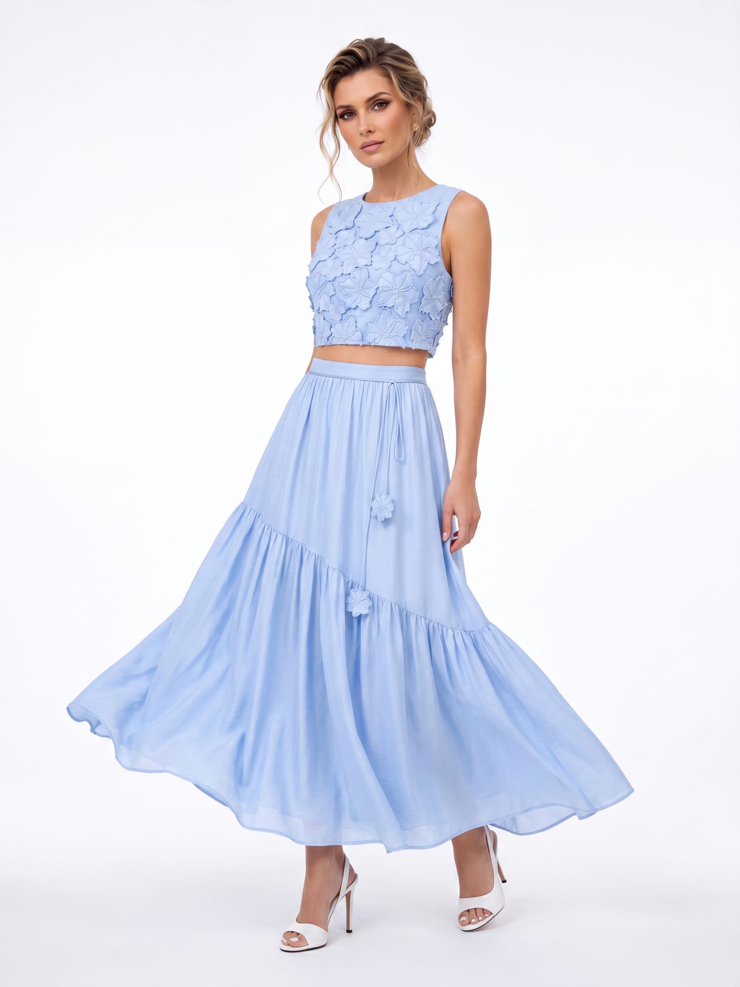 Sky Bloom Maxi Skirt