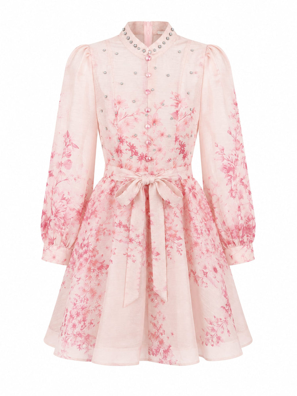 Floral Mini Dress with Crystal Details