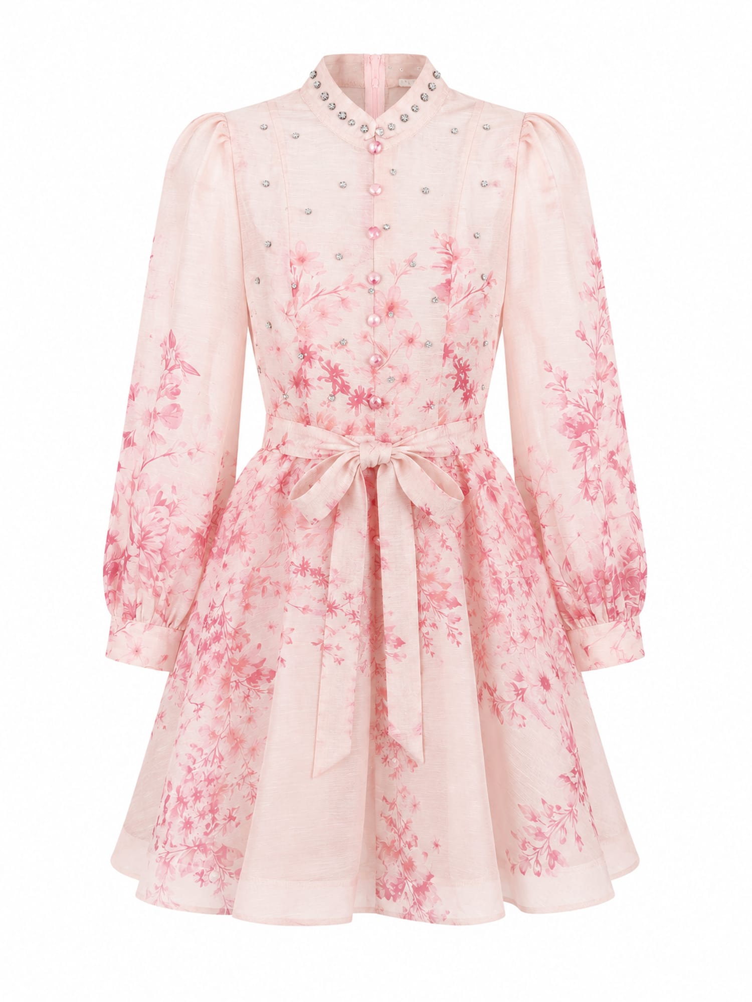 Floral Mini Dress with Crystal Details