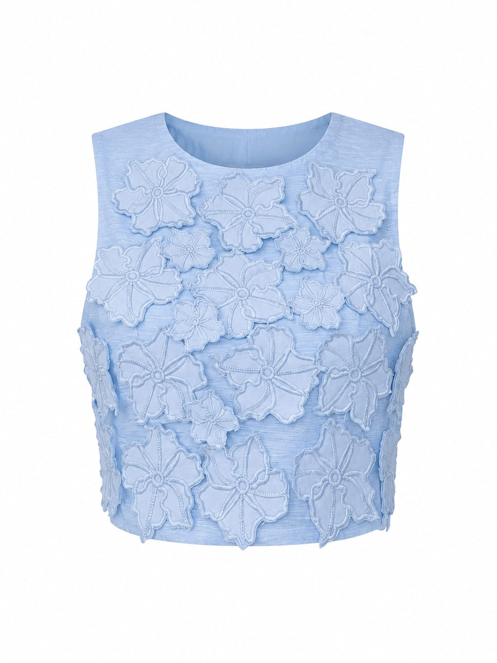 Sky Bloom Floral Appliqué Top
