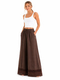 Soft Wide-Leg Lace Hem Pants