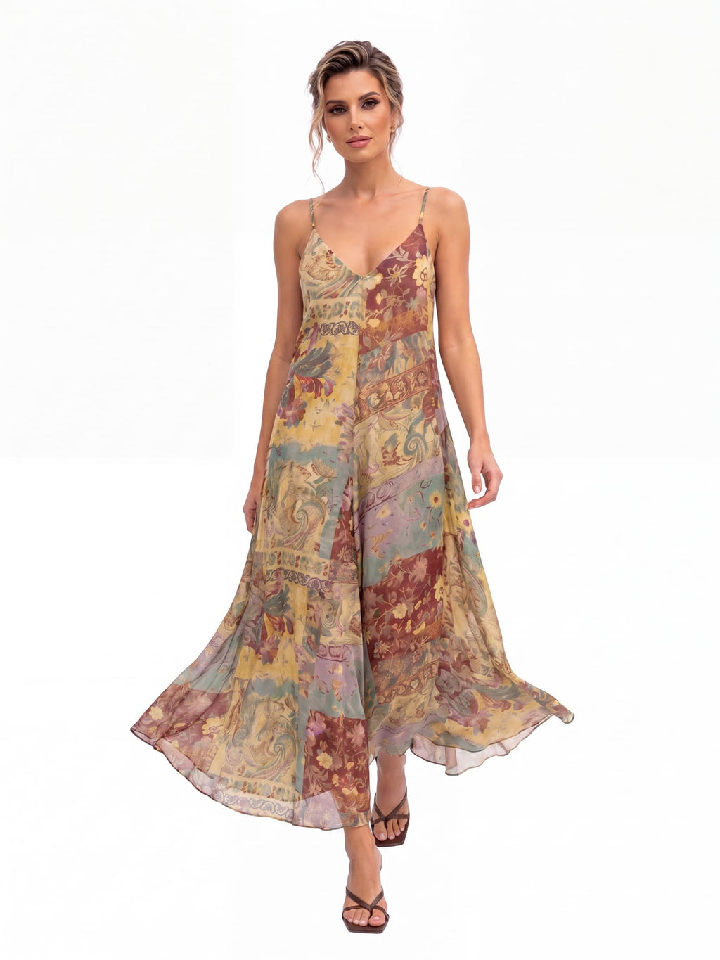 Vestido largo con estampado floral