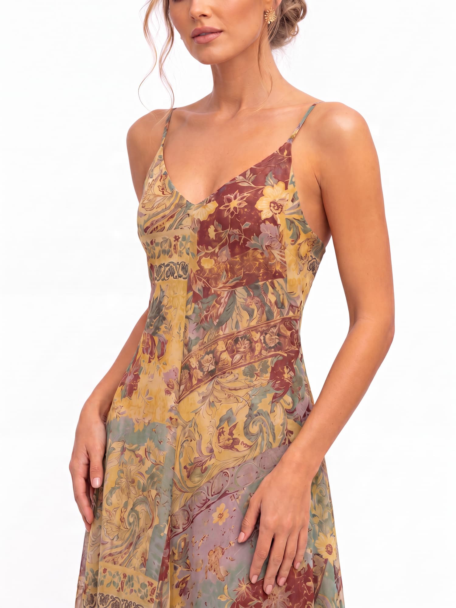 Vestido largo con estampado floral