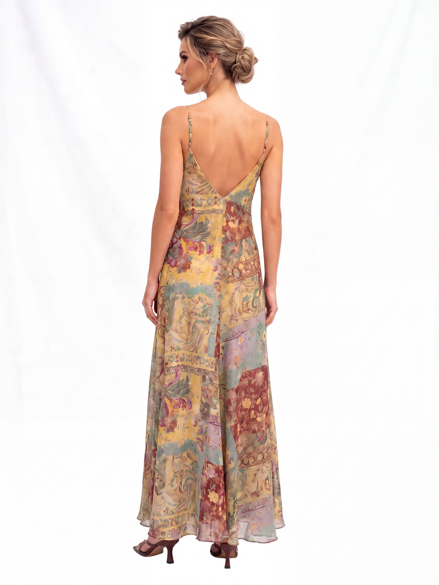 Vestido largo con estampado floral