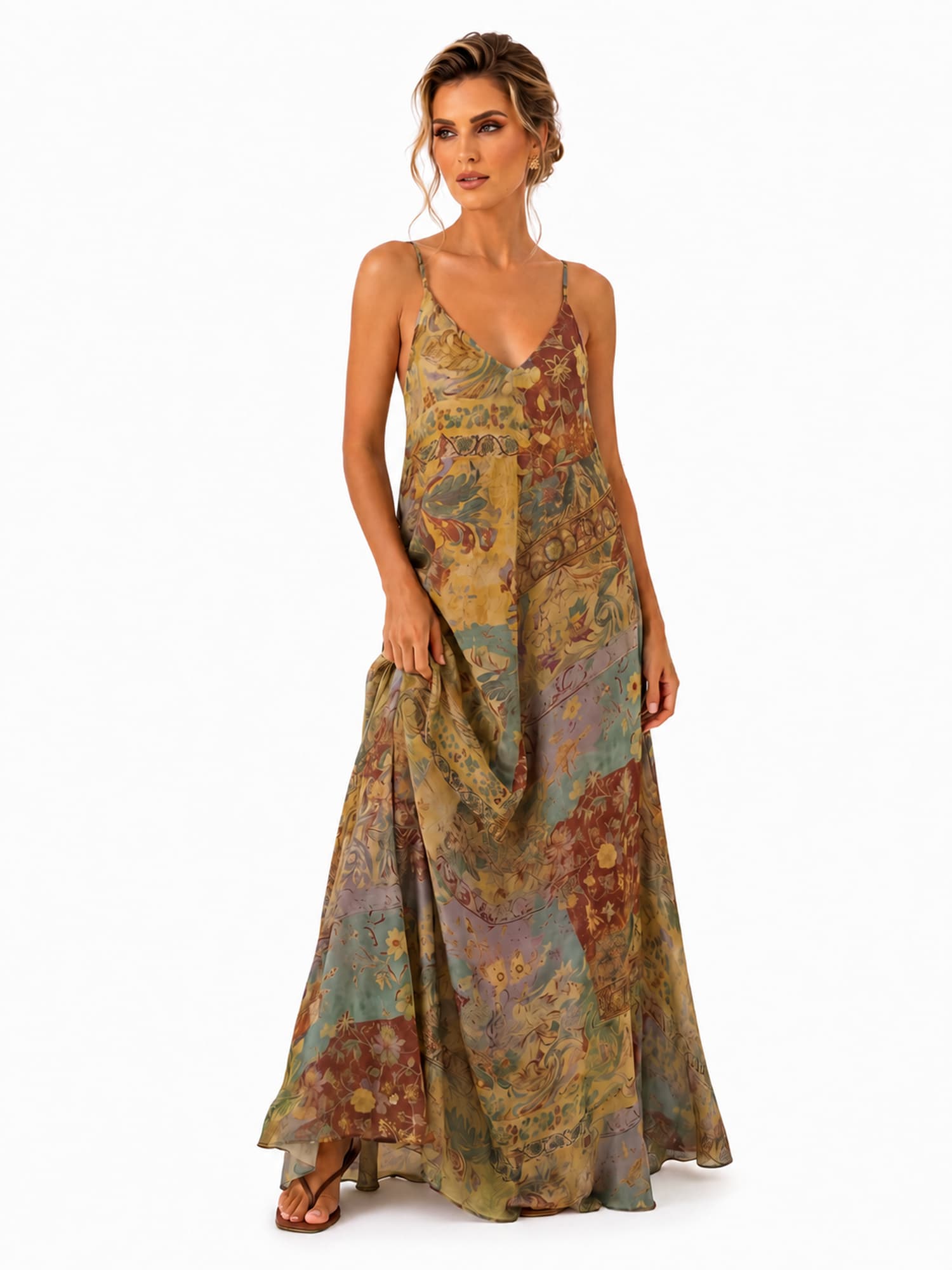 Vestido largo con estampado floral