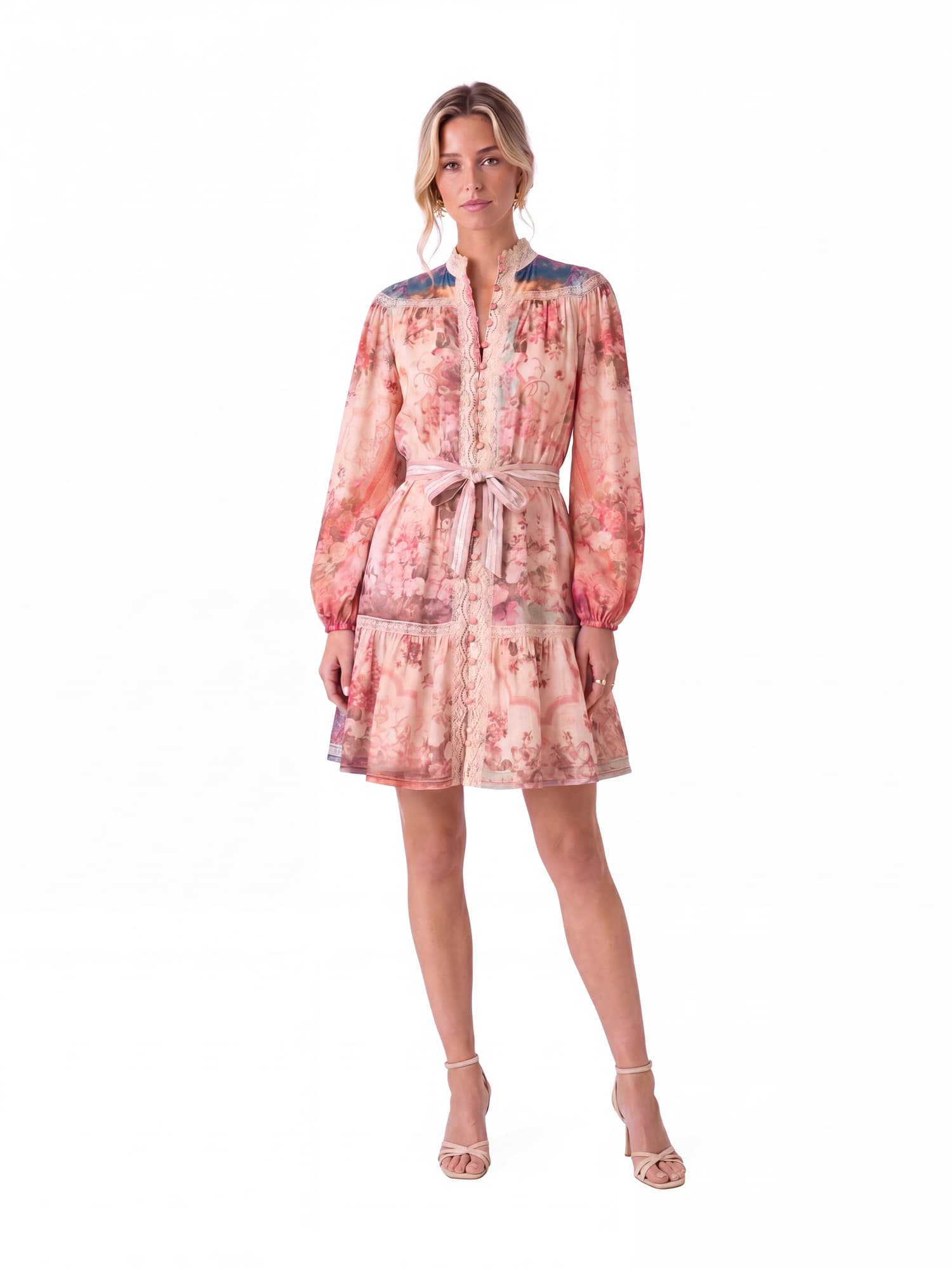 Floral Lace Trim Dress