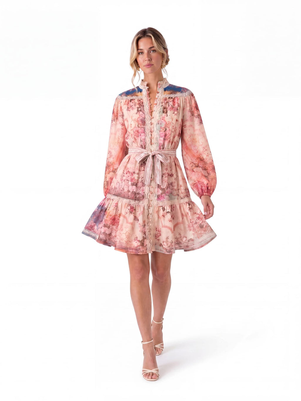 Floral Lace Trim Dress